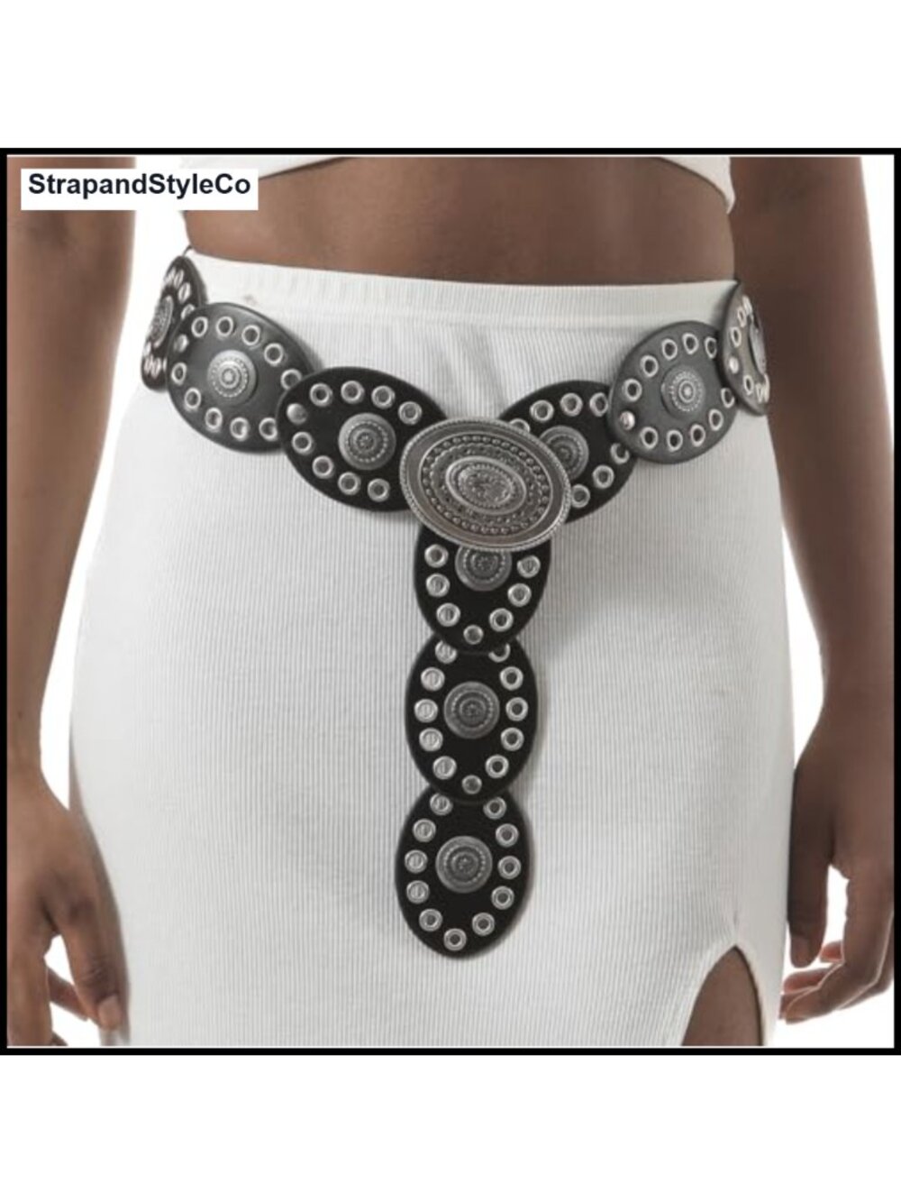 Metal Concho Chain Belt Western Boho Cowgirl for Dresses Jeans